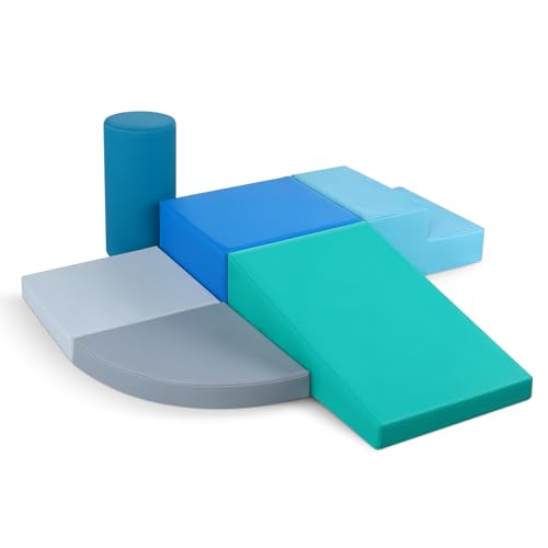 JungleDove Schaumstoff Bausteine Kinder Klettern: 6 Softbausteine Riesenbausteine Spielbausteine - Indoor Weiche Bausteine Baby Kletterspielzeug Zylindersatz(Modern)