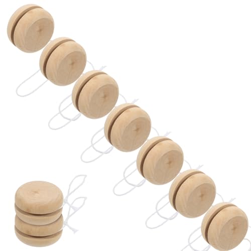 Garneck 15Pcs Wooden Yo-Yo Balls for Kids DIY Painting Blank Unfinished Small Yo-Yo Toys for DIY Crafts Projects