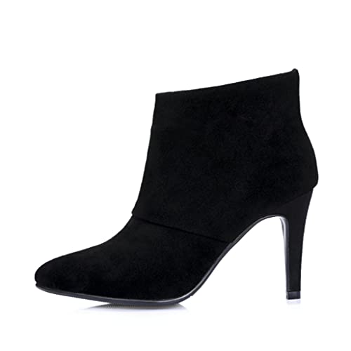 Shinelly Women Stiletto Ankle Boots Zipper High Heel Pointed Toe Booties3