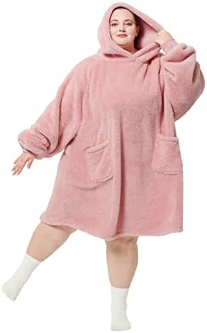 Bedsure Oversized Wearable Blanket Hoodie - Fluffy Fleece Adults Hooded Hoody Blanket for Men & Women, Comfy Snuggle Hoodie Blanket Gift for Her, Gift for Women, Navy Blue