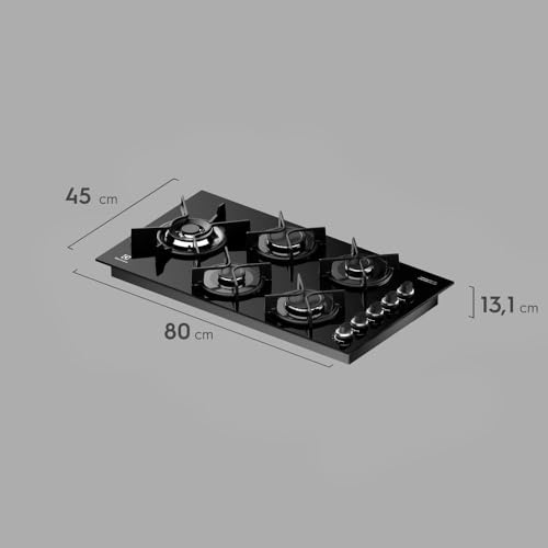 Electrolux Cooktop 5 Bocas a Gás Electrolux Mesa Vidro Expert ChamaPrecisa e Grade Ferro Fundido (KE5GW) Bivolt