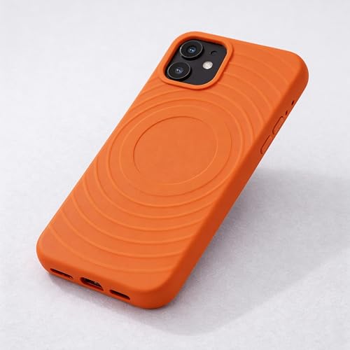 Image of amazon basics Shockproof Case for iPhone 12 | Ripple Pattern | Camera Protection | Protective Cover with Enhanced Grip & Wireless Charging Support - Orange