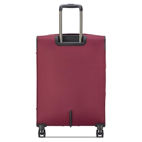 Image of DELSEY PARIS Sky Max 3.0 Checked Suitcase 24 Inch, Lightweight Softside Expandable Luggage, Spinner Wheels, Soft Touch Handle, Burgundy