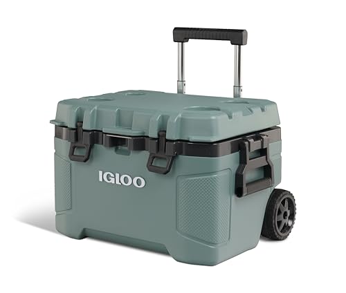 Igloo Trailmate 52Qt Wheeled Cooler, Insulated Hard Shell Ice Chest, Spruce