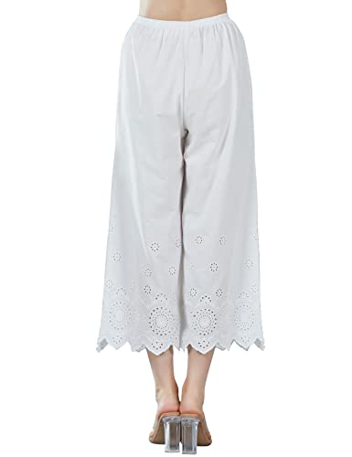 Beautelicate Vintage Cotton Pettipants Culotte Slip Cropped Sleepwear Pants With Lace Edge In Ivory Maxi #TOP2