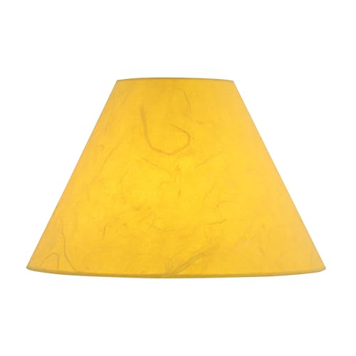 Image of Aspen Creative 56045, Hardback Empire Transitional UNO Shade in Golden Yellow Washi Paper, 4 inch Top x 10 inch Bottom x 7 inch Slant, Slip UNO 36mm Table Lamp
