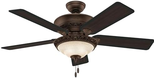 Hunter 52 inch Indoor Ceiling Fan with LED Light - Brown Ceiling Fan with Pull Chain, For Bedroom or Living Room, Standard Mount, No Remote, 5 Blades - Italian Countryside 53200, P.A. Cocoa