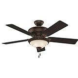 Hunter 52 inch Indoor Ceiling Fan with LED Light - Brown Ceiling Fan with Pull Chain, For Bedroom or Living Room, Standard Mount, No Remote, 5 Blades - Italian Countryside 53200, P.A. Cocoa