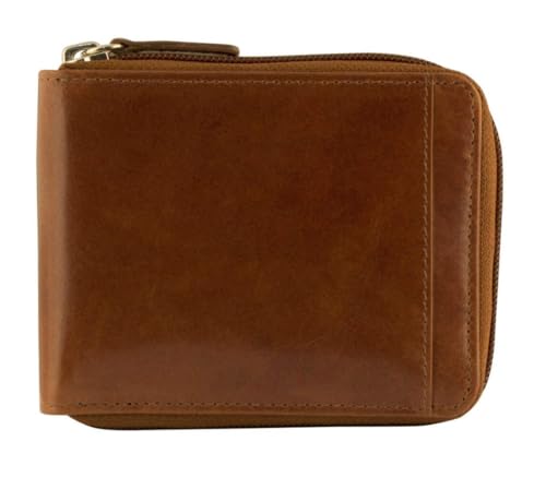 Mancini Men's Zippered Leather Wallet w/Removable Passcase (RFID Secure)