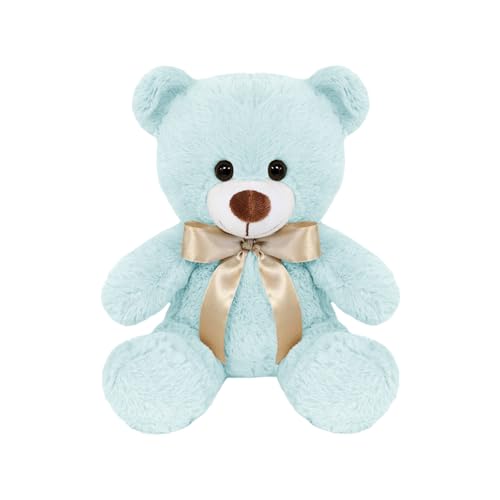 Cuidado Del Calzado, Toy PELUCHERIA| Oso de Peluche clásico. Osito de Peluche con moño. Animales de Peluche Suave, Esponjoso y Resistente. Tam: 25 cm. Elaborado en poliéster. (Azul)