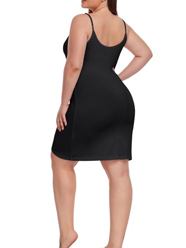 Image of Women's Plus Size Full Slip for Under Dresses Adjustable Spaghetti Strap Cami Nightgown