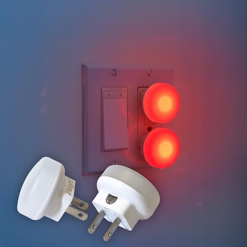 Helight Red Night Light Plug-in 2 Pack 630nm Red Light for Sleep & Bedroom Use to Support Deep Relaxation- Dim Plug-in Night Lamp with Automatic Dusk to Dawn Magic Eye Sensor