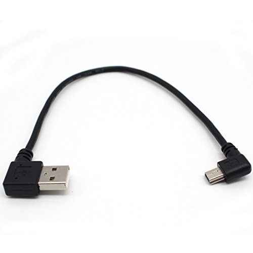 USB to Left Angle Mini USB Cable - Aggice Reversible USB 2.0 Type A Male 90 Degree Left Angle to Mini USB B Left Angle Cable 20cm (Left Angle Mini USB)