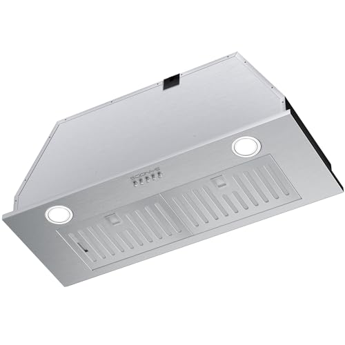 30 inch Stainless Steel Under Cabinet Range Hood, Slim Kitchen Vent Hood Ducted/Ductless Convertible with 3 Speed Controls, 5-Layer Aluminum Filters,LED Lights