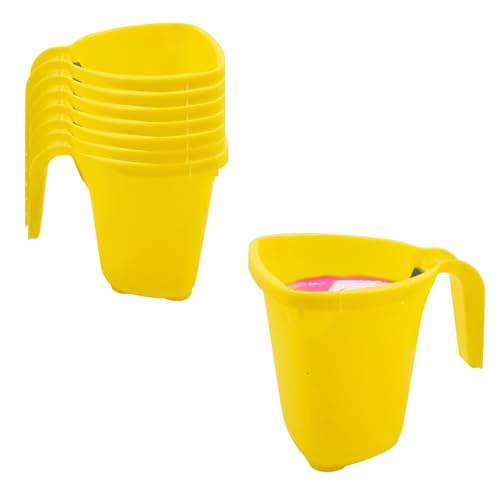 8 pièces Seau de Peinture avec Poignée,2L Gobelet de Peinture avec Porte Brosses Magnétiques,pour Traitements de Surfaces Lisses Murs Meubles Décorations et Réparations,Jaune