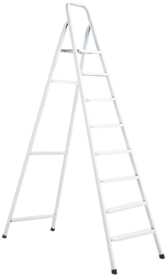 Buy Robustline Heavy Duty Steel Ladder, Ultra Stable Folding Ladder. (9 Step, White) Online at