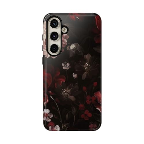 Coque rigide brillante à motif floral dark moody pour Samsung Galaxy S24 Plus