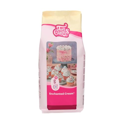 FunCakes Preparado Crema Blanca Encantada, Muy Ligera y Esponjosa, Perfecta para Rellenar y Cubrir Pasteles o Como Cobertura para Cupcakes, Halal. 900 g