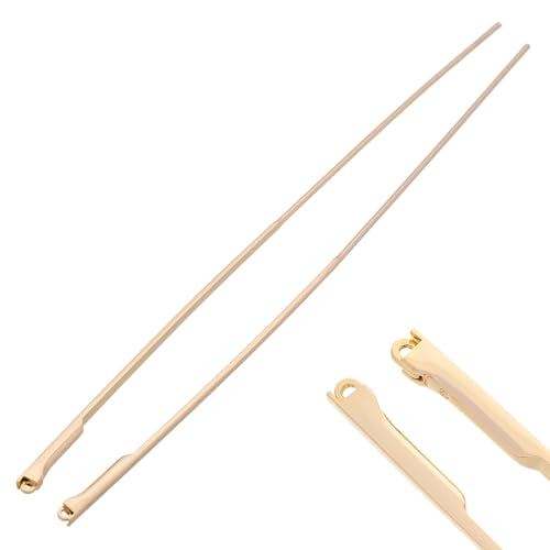 HALLMERS 2pcs Pair Gold 0.8mm Spring Hinge 2.6mm Width 13cm Metal Eyeglass Temple Wire Arms Glasses Frame Replacement Part - Inserts Reading Specs Spectacles End Tip Hook Arm Rims Ear Tip