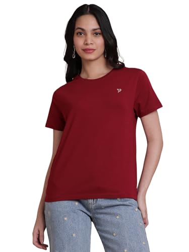 Image of TWIN BIRDS Women Cotton Elastane T-Shirt | Round Neck Casual Everyday Top