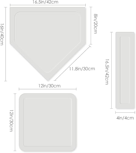 5-Piece Baseball & Softball Base Set, Thrown Down Sports Bases and Pitching Mount, Durable Rubber Field Bases for Kids & Adults for Indoor and Outdoor Softball, Baseball, and Kickball Practice