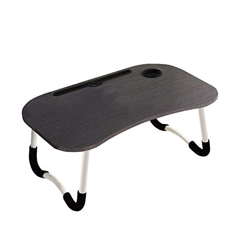 フェリモア 折りたたみベッドテーブル ミニテーブル タブレットホルダー機能付き (ブラック)