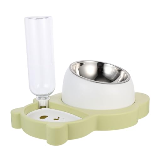 ペット用給餌ボウル ポンプ フィーダ ダブル アリキャットフードボウル ウサギ用給水器 ペット用品 自動給水器 猫の餌入れ 猫ボウル 猫犬用フードホルダー プラスチック Green NOLITOY