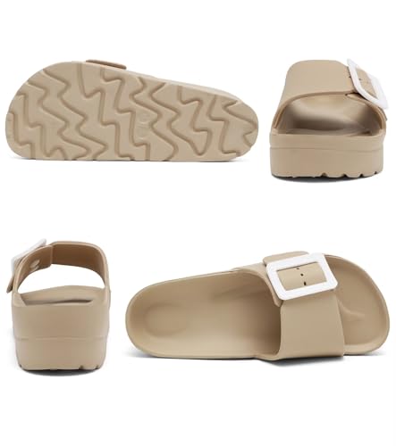 Image of Haifago Women's Platform Sandals with Arch Support, Summer Beach Slides Adjustable Buckle Comfortable Lightweight EVA Slip on Slide