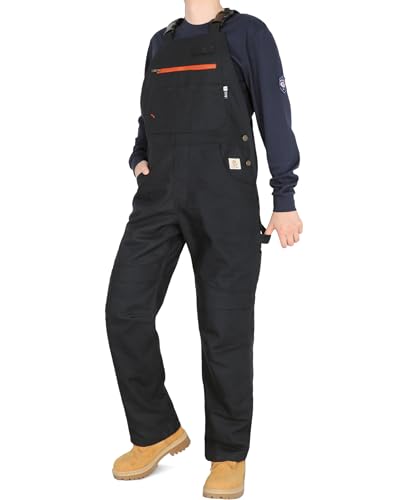 BOCOMAL Mens FR Bib Overall Duck Canvas Fire Resistant/Flame Resistant Workwear Relaxed Fit Unlined