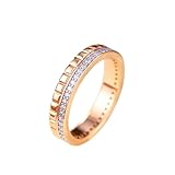 Mesnt Anillo de boda geométrico de oro rosa de 9 quilates, 14 quilates y 18 quilates para hombres y mujeres con moissanita, Metal, Moissanita No es una piedra preciosa