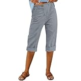 Online Shopping Clearance get it Today delivery Items Prime peime Summer Capri Pants Womens Casual Elastic Waist Cropped Trouser Fashion Resort Wear Beach Vacation Capris Clothes Log in Grey-B XXL
