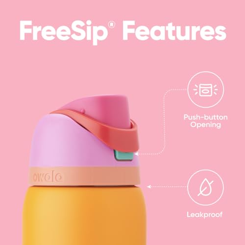 Image of Owala FreeSip Insulated Stainless Steel Water Bottle with Straw for Sports, Travel, and School BPA-Free Sports Water Bottle, 32 oz, Tropical