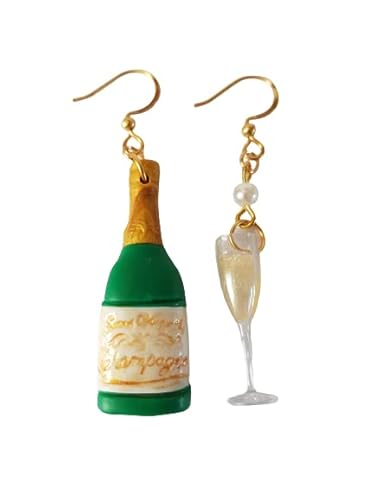champagne boucles d'oreilles,bijou gourmand,verre à champagne,flûte de champagne,bouteille de champagne chic