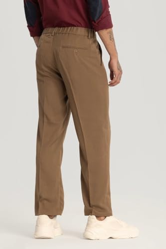 Image of SNITCH Brown Plain Relaxed Fit Trousers