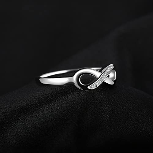 Image of JewelryPalace 14k White Yellow Rose Gold Plated 925 Sterling Silver Rings for Women, Cubic Zirconia Promise Rings for Her, Stackable Wedding Bands Rings for Women Infinity Forever Love Knot Ring