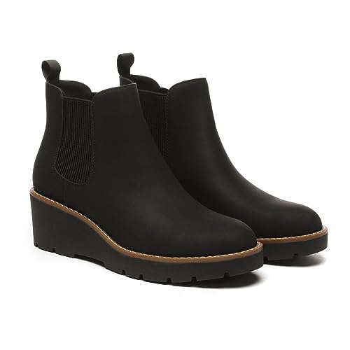 athlefit women39s chelsea wedge boots elastic platform lug sole slip on wedge ankle booties