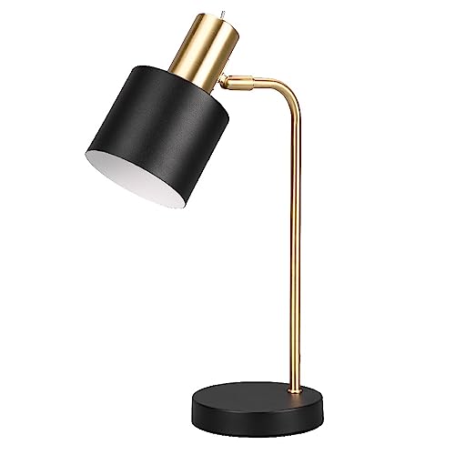 Britalia Matt Black & Gold Vintage Metal Adjustable Table Desk Lamp with Cylinder Shade | 43cm Height | 1 x SES E14 Lamp Bulb Required | UK Approved | Toggle Switch On Head
