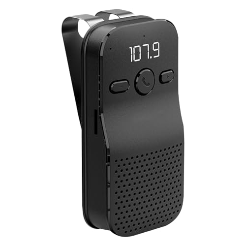 Handsfree Bluetooth 5.4 Car Kit Wireless Car Speakerphone with Visor Clip Bluetooth Car Speaker for Cell Phone Hands Free Speakerphone FM Transmitter 2-in-1 Support Voice Assistant TF Card