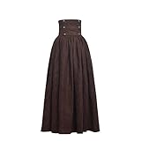 BLESSUME Gothic Skirt Lolita Steampunk High Waist Walking Skirt (2X-Large, Brown)