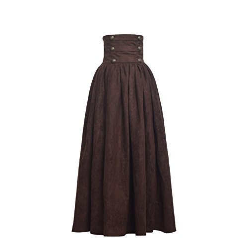Falda gótica Lolita Steampunk de cintura alta BLESSUME marrón XX-Large para mujer