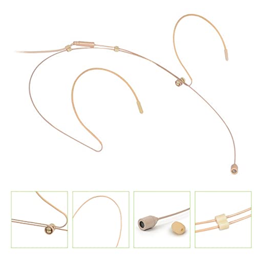 Haoin Headset Microphone Double Over Ear Earset Over Ear Headworn Mic Compatible With Audio-Technica Wireless System Bodypack Transmitter With 1.2M Cable Windscreen Hirose 4 Pin Plug #TOP4