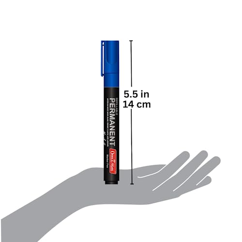 Image of Soni Officemate Permanent Marker Combo-Blue | 4 Markers + 4 Inks | Waterproof & Refillable | Multi-Surface Use | 4.43 mm Tip