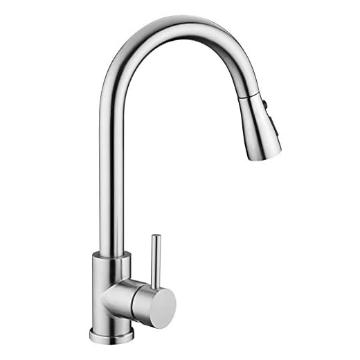 Kitchen Sink Faucet, Kitchen Faucet Stainless Steel with Pull Down Sprayer Brushed Nickel Commercial Modern High arc Single Handle Single Hole Pull Out Kitchen Faucets for Bar Laundry rv Utility Sink