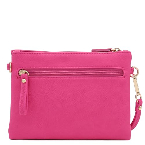 Image of FashionPuzzle Multi Zipper Pocket Small Wristlet Crossbody Bag
