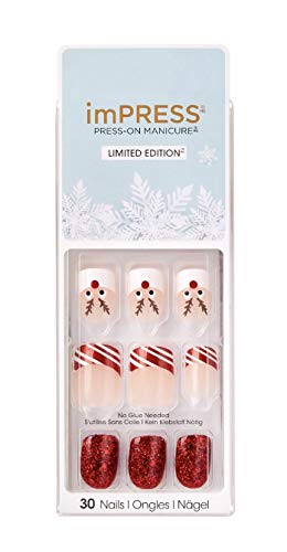 Kiss ImPress Press-On French Manicure Nails 82711 Dancing Star (Red Nosed Reindeer Design