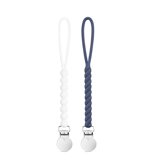 Image of Ryan & Rose Cutie Clip 2 Pack - Pacifier Clip Holder Silicone (Judy-White/Roper-Captain)
