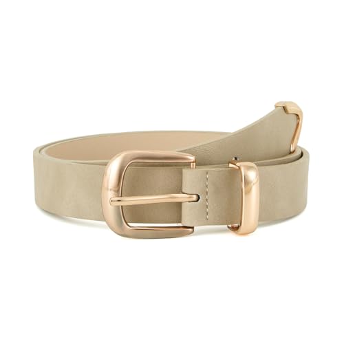 Women Leather Belt for Jeans Dress Pants Western Metal Tailed Ladies Belts with Gold Buckle