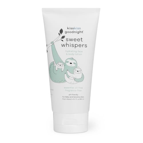 Image of Kiss Kiss Goodnight Baby Face and Body Lotion | Natural Lotion | Clean and Natural Baby Care| Non-toxic | Nourishes Sensitive Skin | Plant-based and Organic Ingredients… (6.0 oz, Unscented)