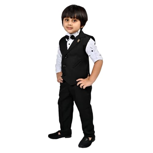Image of Kids Ethnic Suit Set I 3 Piece Party Suit for Boys | Kids Suit Set Shirt, Pant & Waistcoat I Birthday Boys Party Dress