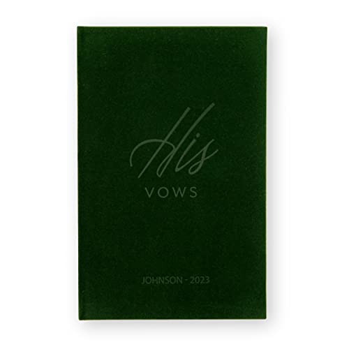 Weddingstar Custom Velvet Wedding Vow Pocket Notebook - His Wedding Vows Dark Green